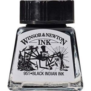 winsor & newton drawing ink, 14ml bottle, black indian