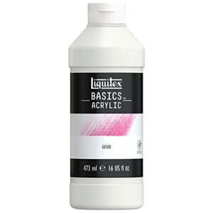 liquitex basics gesso surface prep medium, 473ml (16-oz) bottle, white