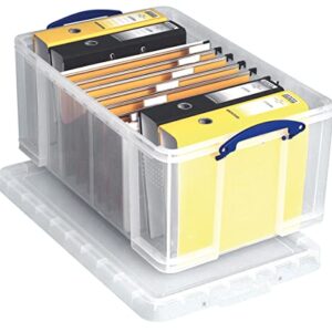 Really Useful Boxes(R) Plastic Storage Box, 64 Liters, 12 1/4in.H x 17 5/16in.W x 28in.D, Clear, 64C