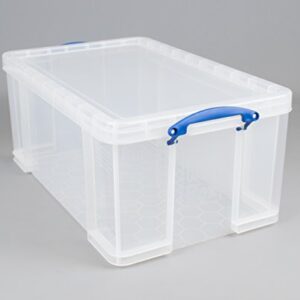 Really Useful Boxes(R) Plastic Storage Box, 64 Liters, 12 1/4in.H x 17 5/16in.W x 28in.D, Clear, 64C