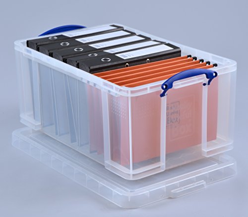 Really Useful Boxes(R) Plastic Storage Box, 64 Liters, 12 1/4in.H x 17 5/16in.W x 28in.D, Clear, 64C