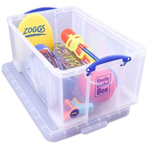 Really Useful Boxes(R) Plastic Storage Box, 64 Liters, 12 1/4in.H x 17 5/16in.W x 28in.D, Clear, 64C