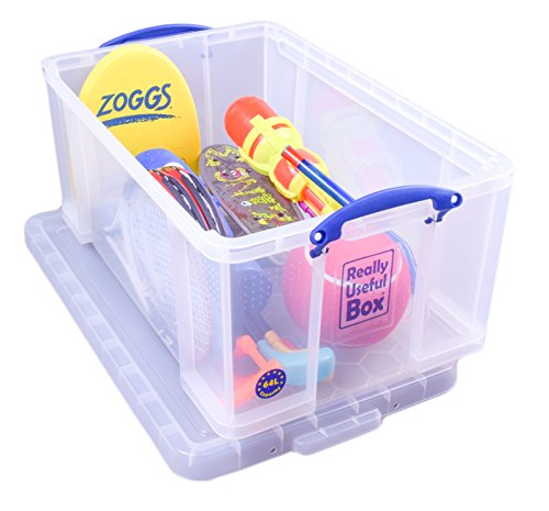 Really Useful Boxes(R) Plastic Storage Box, 64 Liters, 12 1/4in.H x 17 5/16in.W x 28in.D, Clear, 64C