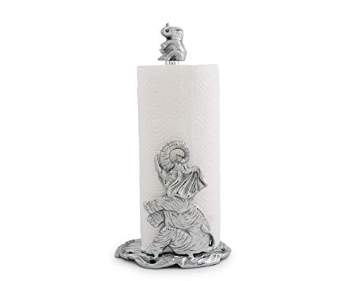 Arthur Court Designs Elephant Decorative Counter Top Paper Towel Holder - Aluminum Metal Countertop 14.5 inch Standing Tall