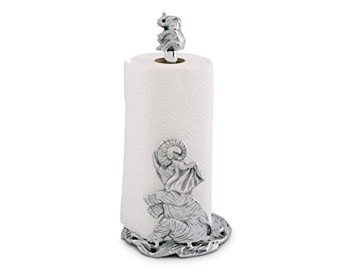 Arthur Court Designs Elephant Decorative Counter Top Paper Towel Holder - Aluminum Metal Countertop 14.5 inch Standing Tall