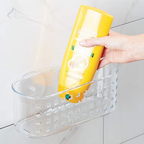 iDesign Plastic Shower Caddy and Bathroom Organizer Basket with Suction Cups – 10.25" x 3.75" x 4", Clear