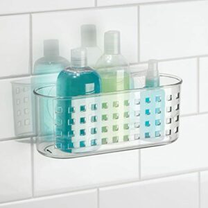 iDesign Plastic Shower Caddy and Bathroom Organizer Basket with Suction Cups – 10.25" x 3.75" x 4", Clear