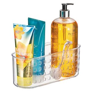 iDesign Plastic Shower Caddy and Bathroom Organizer Basket with Suction Cups – 10.25" x 3.75" x 4", Clear