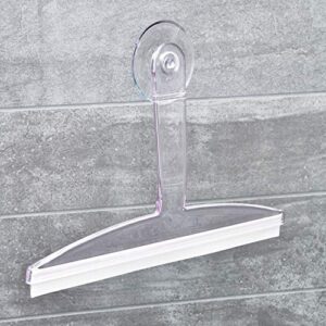 iDesign 22300 Plastic Plastic Suction Squeegee with Storage Hook Shower, Window, and Mirror Accessory for Master, Guest, Kids' Bathroom Cleaning, 12" x 10", Clear