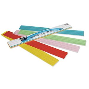 rainbow kraft lightweight sentence strips, 5 assorted colors, 1-1/2 in x 3/4 in ruled 3″ x 24″, 100 strips