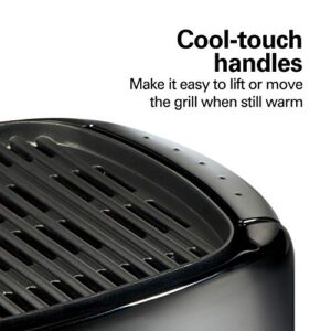 Hamilton Beach Electric Indoor, 100 sq. in. Surface Serves 8, Virtually Smokeless Grilling, Adjustable Temperature Control to 450F, Dishwasher Safe Removable Nonstick Plates, Black (31605N)