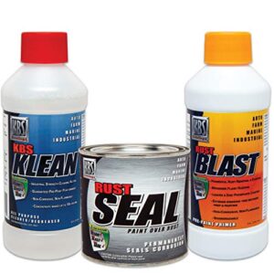 kbs coatings 50001 gloss black system sampler, kbs klean (8oz.), rust blast (8oz.)and rust seal (8oz.)