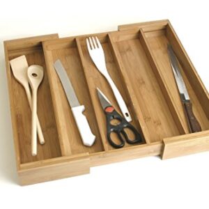 Lipper International 8892 Bamboo Wood Expandable to 22-1/4" Utensil Organizer