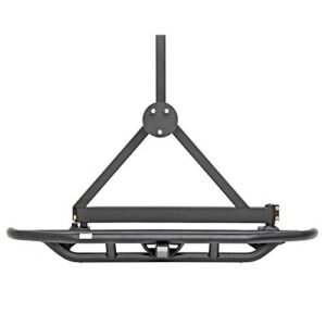 smittybilt src rear bumper and tire carrier with receiver hitch (black) – 76621