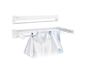 leifheit 83201 telefix 70 wall mount retractable clothes drying rack | 5 drying rods | white