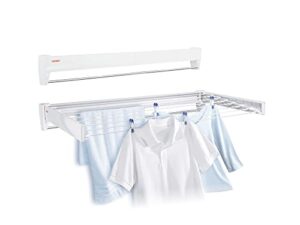 leifheit 83100 telefix 100 wall mount retractable clothes drying rack | 8 drying rods | white