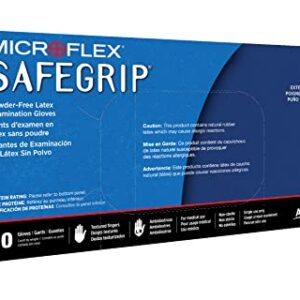 Microflex SafeGrip SG-375 Extra Thick Disposable Latex Gloves for Life Sciences, Automotive w/ Textured Fingertips - Small, Blue (Box of 50)