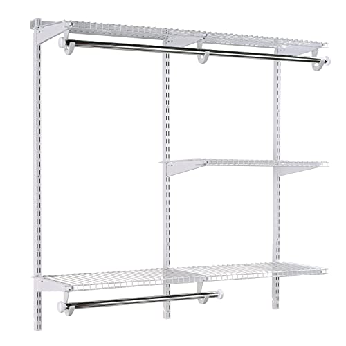 Rubbermaid Configurations Deluxe Closet Kit, Titanium, 4-8 Ft., Wire Shelving Kit with Expandable Shelving and Telescoping Rods, Custom Closet Organization System, Easy Installation