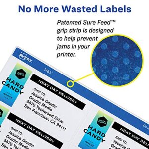Avery Shipping Address Labels, Laser Printers, 1,000 Labels, 2x4 Labels, Permanent Adhesive, TrueBlock (5163)