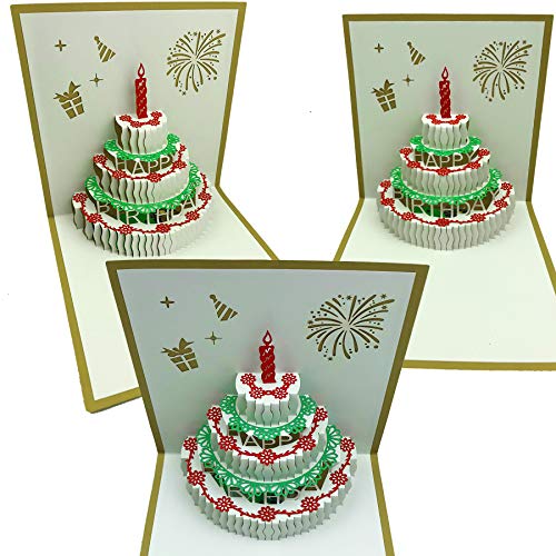 3D Pop Up Birthday Cards,Warming LED Light Birthday Cake Music Happy Birthday Card Postcards Pop Up Greeting Cards Laser Cut Happy Birthday Cards Best for Mom,Wife,Sister, Boy,Girl,Friends 1 Pack