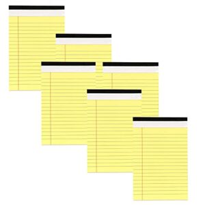jr. legal pad, small note pads legal ruled writing pad. perforated edge. 5″ x 8″ canary yellow, universal, 50 sheets per pad (pack of 6)