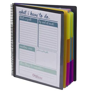 Smead 24 Pocket Poly Project Organizer, 1/3-Cut Tab, Letter Size, Gray with Bright Colors (89206)