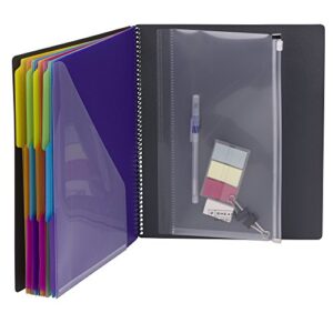 Smead 24 Pocket Poly Project Organizer, 1/3-Cut Tab, Letter Size, Gray with Bright Colors (89206)