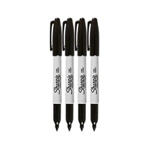 Sharpie Permanent Markers, Fine Point, Black Ink (4-Pack)