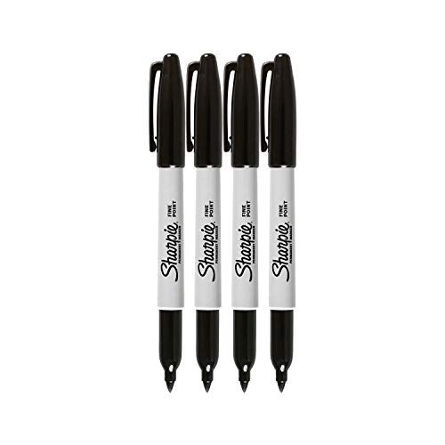 Sharpie Permanent Markers, Fine Point, Black Ink (4-Pack)