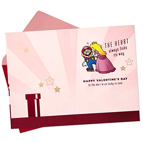 Hallmark Nintendo Super Mario Valentine's Day Card for Husband, Wife, Boyfriend, Girlfriend (Lucky)