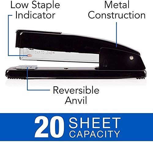 Swingline Stapler, Commercial Desktop Staplers, 20 Sheet Capacity, Portable, Durable Metal Desktop Stapler for Home Office Supplies, Classroom or Desktop Accessories, Black, 2 Pack (44401AZ)