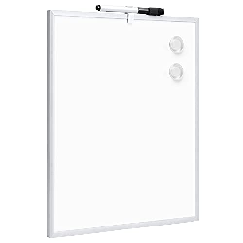 Amazon Basics Small Dry Erase Whiteboard, Magnetic White Board with Marker and Magnets - 11 x 14 Inches, Aluminum Frame