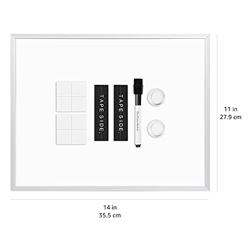 Amazon Basics Small Dry Erase Whiteboard, Magnetic White Board with Marker and Magnets - 11 x 14 Inches, Aluminum Frame