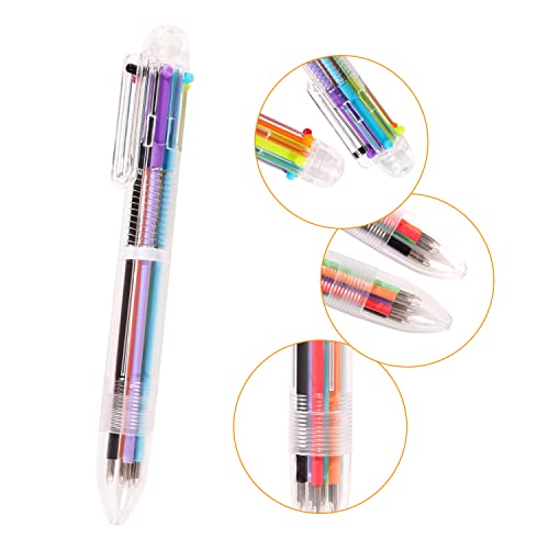 DAIKOYE 24 PCS 0.5mm 6-in-1 Multicolor Ballpoint Pen 6 Colors Transparent Barrel Ballpoint Pen for Office School Supplies Students Children Gift