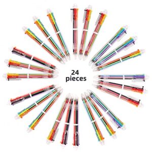 DAIKOYE 24 PCS 0.5mm 6-in-1 Multicolor Ballpoint Pen 6 Colors Transparent Barrel Ballpoint Pen for Office School Supplies Students Children Gift