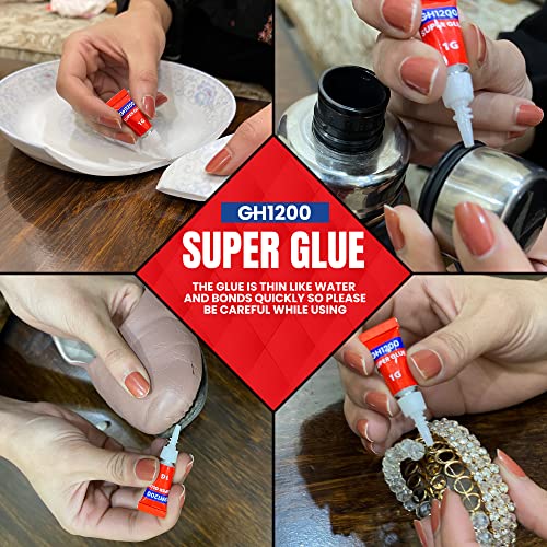 1 Gram (Pack of 24) Single use Super Glue All Purpose, Super Fast, Thick & Strong Adhesive Superglue, Cyanoacrylate Glue for Hard Plastics, DIY Craft, Ceramics, Frame, Leather, Metal Etc