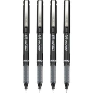 PILOT Precise V5 Stick Liquid Ink Rolling Ball Stick Pens, Extra Fine Point (0.5mm) Black Ink, 4-Pack (26002)