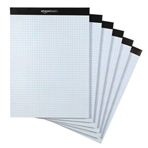 amazon basics quad ruled graph paper pad, letter size 8.5 x 11-inch, 100 sheets per pad, 6-pack