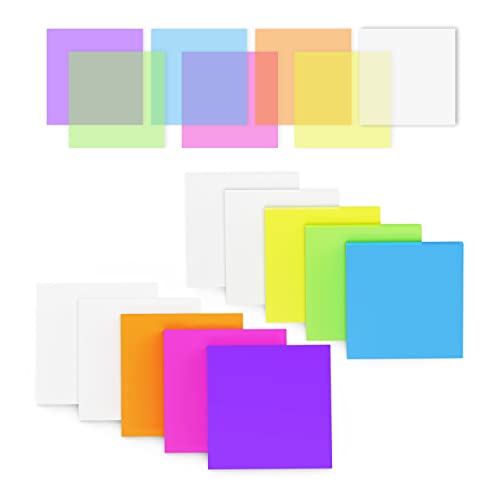 Transparent Sticky Notes-MIUTME 500 Sheets Waterproof Translucent Color Memo Pad 3 x 3 inch -50 Sheets Per Pad, 6 Colorful Pads, 4 Transparent Scratch Pads,10 Pads in Total (7 Colors)