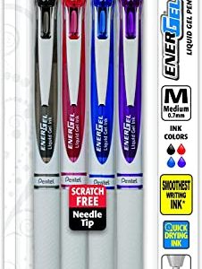 Pentel EnerGel Pearl Deluxe RTX Retractable Liquid Gel Pen, 0.7mm, 4 Pack, Assorted Colors (BLN77WBP4M)