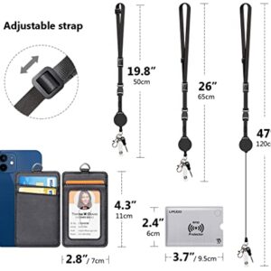 Leather Badge Holder and Adjustable Retractable Lanyards, Quick Release Buckle and Safety Breakaway Lanyards with Swivel Metal Clasp for Offices, Staff, Students, Employees