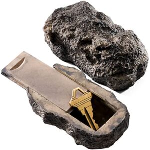 rampro hide-a-spare-key fake rock – looks & feels like real stone – safe for outdoor garden or yard, geocaching (1)