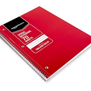 Amazon Basics College Ruled Wirebound Spiral Notebook, 70-Sheet - 5-Pack, Assorted Solid Colors