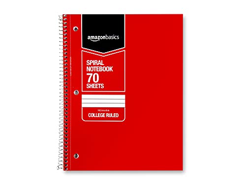 Amazon Basics College Ruled Wirebound Spiral Notebook, 70-Sheet - 5-Pack, Assorted Solid Colors