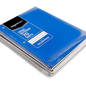 Amazon Basics College Ruled Wirebound Spiral Notebook, 70-Sheet - 5-Pack, Assorted Solid Colors