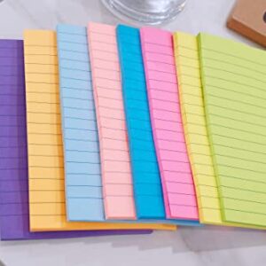 (8 Pack) Lined Sticky Notes Post, 8 Colors Self Sticky Notes Pad Its 4X6 in, Bright Post Stickies Colorful Big Square Sticky Notes for Office, Home, School, Meeting,40 Sheets/pad