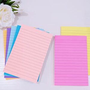 (8 Pack) Lined Sticky Notes Post, 8 Colors Self Sticky Notes Pad Its 4X6 in, Bright Post Stickies Colorful Big Square Sticky Notes for Office, Home, School, Meeting,40 Sheets/pad