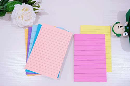 (8 Pack) Lined Sticky Notes Post, 8 Colors Self Sticky Notes Pad Its 4X6 in, Bright Post Stickies Colorful Big Square Sticky Notes for Office, Home, School, Meeting,40 Sheets/pad