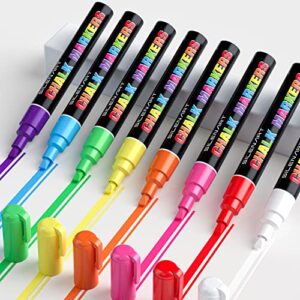 silenart durable chalk markers – includes 8 long-lasting colors and 24 labels – chalkboad markers for kids, liquid chalk markers erasbale, window markers for car glass washable, reversible tip