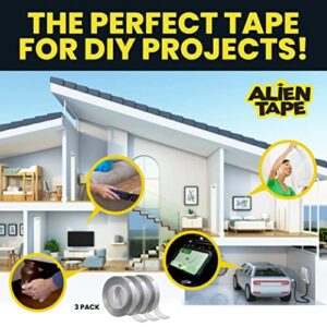 Alientape Nano Double Sided Tape, Multipurpose Removable Adhesive Transparent Grip Mounting Tape Washable Strong Sticky Heavy Duty for Carpet Photo Frame Poster Décor As Seen On TV (1 Roll)